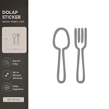 Kaşık Çatal Mat Gri Dekoratif Folyo Sticker 14x14 Cm