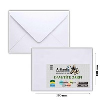 Zarf 13x18 Davetiye Zarfı Beyaz 250'li 1 Paket Artlantis Beyaz Da
