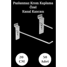 Kanallı Pano Kancası 20 Cm Lüks Krom Kaplama Raf Askısı Raf Kancası Mağaza Düzenleme 50 Adet