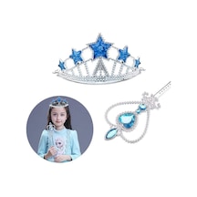 Karlar - 629 - Ülkesi Elsa Yıldız Mavi Taç Ve Elsa Asa Seti - Csmo-tex - 2 Parça