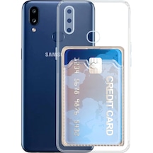 Kvy Samsung Galaxy Uyumlu A10s Kamera Korumalı Kartlıklı Setra Şeffaf Silikon Kılıf