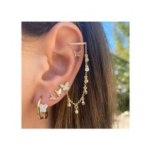 Lunarie 14k Altın Kaplama Kelebek Zincir Ear Cuff Ear Küpe