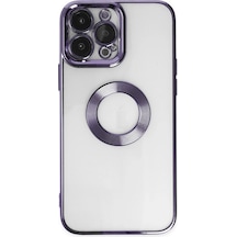 Apple iPhone Uyumlu 14 Pro Max Kılıf Slot Silikon - Mor Düz Renkli