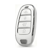 Gma Keys Hyundai 2021-22 Yeni Tucson Santa Fe Nano Anahtar Kılıfı Beyaz Gümüş Silver Renk