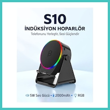 Ny Joy S10 5w Bluetooth + Temasıyla Ses Yükselten İndüksiyon Hoparlör 2000 Mah Rgb Işıklı Standlı 5in Speaker Nyjoybz
