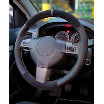 Honda Jazz Uyumlu Dikmeli Direksiyon Kılıfı Noktalı-Alkantara Gri Yüzüklü