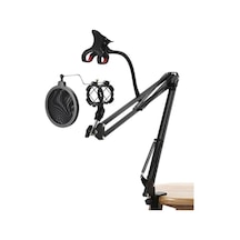 Masa Tipi Mikrofon Standı 3 Eklemli Açısı Ayarlanabilir Kurulumu Ve Kullanımı Kolay Mengene Tipi Stand Ms61p