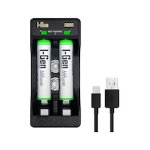 I-gen Batteries G265 2 Li Aa/aaa/9v Pil Şarj Aleti + 2 Adet Aaa 650 Mah 1.2 V Ni-mh Şarjlı İnce Kalem Pil Seti
