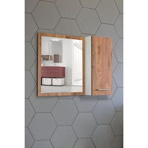 Aynalı Banyo Dolabı 80 Cm Üst Modül Kayın Renk Diğer