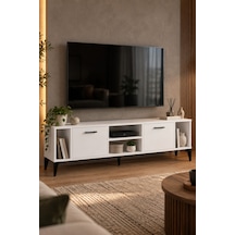 Sulorahome Suntalam Tv Unit With Doors And Shelves 160x35 Cm Beyaz