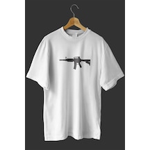 Noıssey -wed Colt Tasarım Baskılı Oversize T-shirt Tişört Beyaz