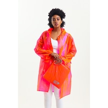 Glow Collection Neon Pembe Kadın Yağmurluk - Çantası İle 001