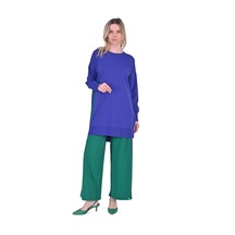 İnvee Oversize Renk Detaylı Triko Tunik Morcivert 6367 Mor