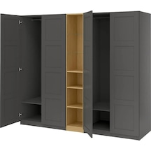 Ikea Koyu Gri Geniş Kapaklı Gardırop Koyu Gri-meşe Görünümlü