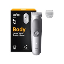 Braun Bodygroomer Series 5, 2 Aksesuarlı Erkek Elektrikli Vücut Tıraş Makinesi, Özel Bölge Ve Vücut İçin Kablosuz Düzeltici, 100 Dakikalık Pil, Su Geçirmez Vücut Kılı Düzeltici, Bg5500, Gri Diğer