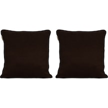 2'li Kadife Dokulu Fitilli Kırlent Kılıfı Acı Kahve-545 Acı Kahve