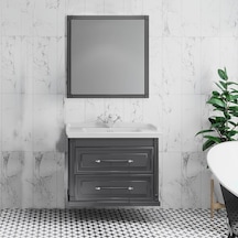 Denko Albatros 80 Cm Mdf Gri Banyo Dolabı Takımı Gri