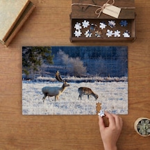 Karda Ren Geyikleri Tasarımı 240 Parça Ahşap Puzzle Ahşap Kutuda Mpy40148