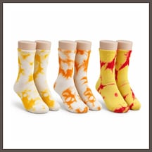 Bezos Unisex Batik Desenli Çorap 3'lü Set Pamuklu Renkli Uzun Soket Dikişsiz Nefes Alan Günlük Spor Çorabı Nxrlvng Çok  Renkli