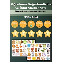Öğretmen Değerlendirme Ve Ödül Sticker Seti 350+ Adet İlkokul Motivasyon Etiketleri Çok Renkli