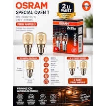 2 Li Paket 15w E14 Fırın Ampulü 300 C Isıya Dayanıklı Sarı Işık