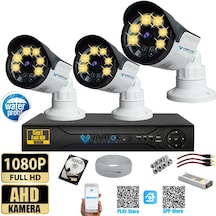 3 Kameralı Set 500 Gb Hdd Full Hd Gece Görüşlü Güvenlik Kamerası