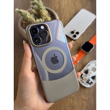 Apple iPhone 14 Pro Max Magsafe Uyumlu Mika Sararmaz Kılıf Soocase720 Koyu Gri