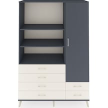 Hyperion Dolap 7 Raflı 6 Çekmeceli Tek Kapaklı 132x44x195 Antrasit-antrasit/aytaşı Antrasıt/aytası