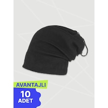 Arc Giyim Siyah Polar Bere Ve Boyunluk - 10'lu Paket Soğuk Havalara Özel Termal Koruma