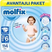 Molfix Bebek Bezi 6 Beden Extra Large Avantajlı Paket 114 Adet 3'lü