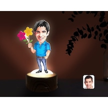 Kişiye Özel Erkek Karikatürlü Dekoratif 3D Biblo Led Işıklı Gece (481497626)