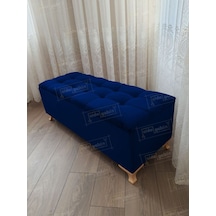 Lüks Çizgi Kapitoneli Sandıklı Puf Bench 120 Cm Gold Ayak Lacivert