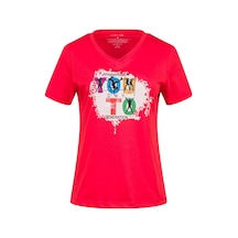 2as Alone Baskılı V Yaka Kadın T-shirt 403 Kırmızı