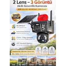 2 Lens 3 Görüntü 9mp 360 4g Solar Güneş Enerjili Kamera - Güvenlik Kamerası Dual Led Gece Renkli