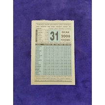 31 Ocak 2008 Takvim Yaprağı - Nostaljik Koleksiyonluk Takvim Yaprağı