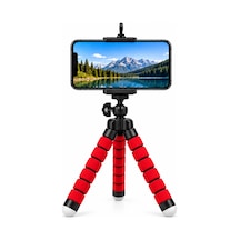 Concord Ahtapot Esnek Mini Telefon Tripodu - 360 Döner Başlıklı - 18 Cm Vlogging & Tiktok Çekim Ayak Kırmızı Katlanabilir
