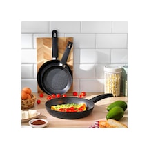 Black Stone 3 Lü Tava Seti 18 Cm+22 Cm+26 Cm-siyah Siyah