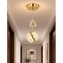 Tekli Perla Gold 3 Renk Modlu Kristal Taşlı Ledli Sarkıt Avize Altın