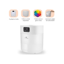 Bebebao Pufi 5lt Ultrasonik 7 Renkli Buhar Makinesi Hava Oda Ortam Nemlendirici Dokunmatik Panel Aromatik Yağ Hazneli