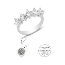 Gümüş Swarovski Beş Taşlı Çapraz Modeli Yüzük (536408074)