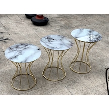 Brc KUM SAATİ Zigon 1032 Beyaz Mermer Desen Metal transmisyon Çelik GOLD Renk Kaplama  El Yapımı