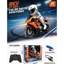 Th-speed X Uzaktan Kumandalı Rc Motosiklet Model - Turuncu- 1/10 Ölçek - Yarışçı Figürlü