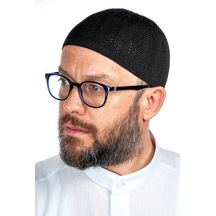 Safir Ince Örme Dantel Namaz Takkesi Siyah 1 Adet