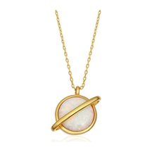 Casera's Gümüş Gold Opal Taşlı Gezegen Kadın Kolye Csr2180827 Gümüş