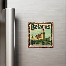 Belarus Belarus - Posta Pulu Temalı Ülke - Baskılı Buzdolap Magneti Kare - 9x9 Cm