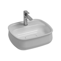 Isvea Fluido Tezgah Üzeri Çanak Lavabo 47 CM Bas-Aç Set Mat Beyaz