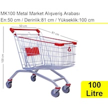 Mk100 Metal Market Alışveriş Arabası 100 Litre / En:50 Boy:81 Yükseklik:100 Cm