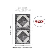 30x60 Cm Kendinden Yapışkanlı Duvar,banyo,tezgah Arası Karo Desen -24 Adet 1009-24