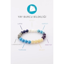 Alibaba Doğaltaş Yay Burcu Taşları Küre Kesim Doğal Taş Bileklik 8 MM Çok Renkli