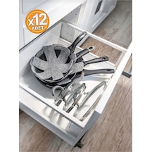 12 Adet Kalın Tava,tencere Ve Bor Cam Koruyucu Düzenleyici Çizdirmez Elyaf Keçe 30x30 Antrasit